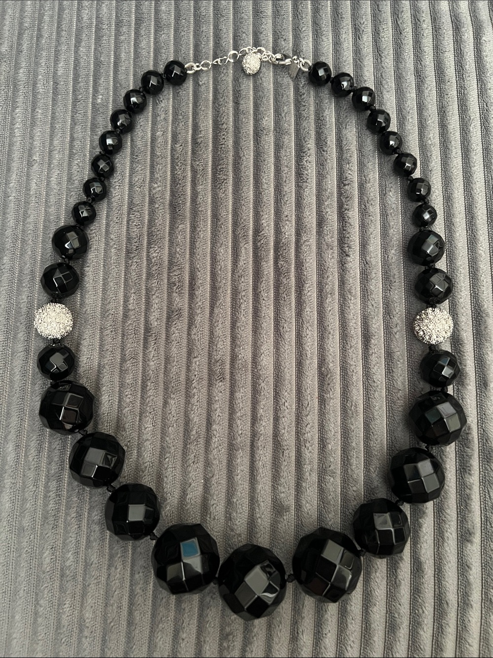 RARE Kate Spade Black Beaded & rhinestone Balls Statement Necklace